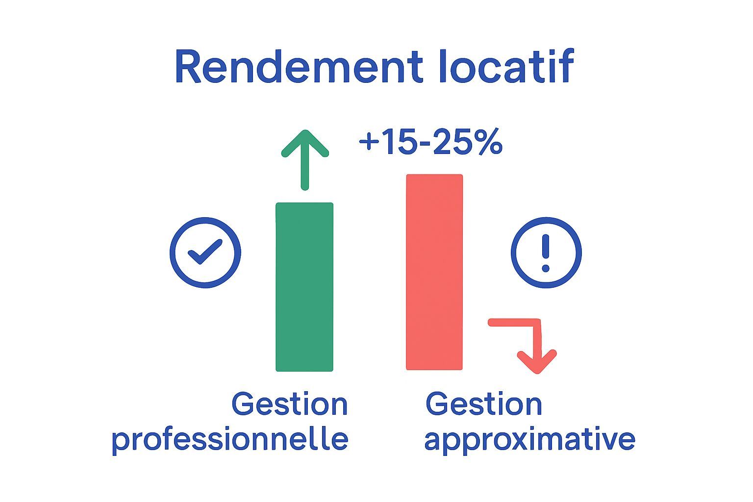 Infographie comparant la gestion locative professionnelle et approximative