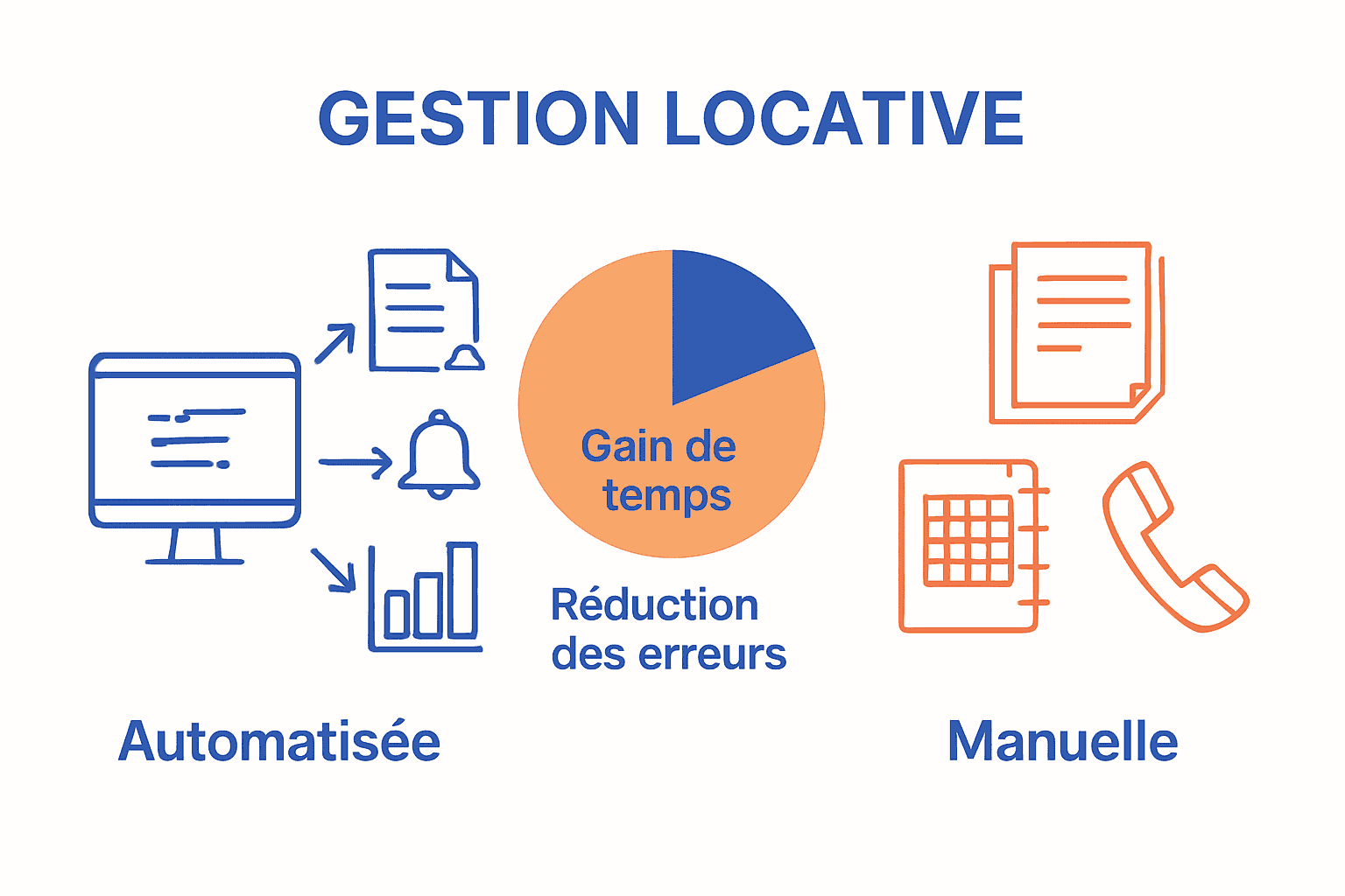 Comparaison visuelle gestion locative automatisée vs manuelle