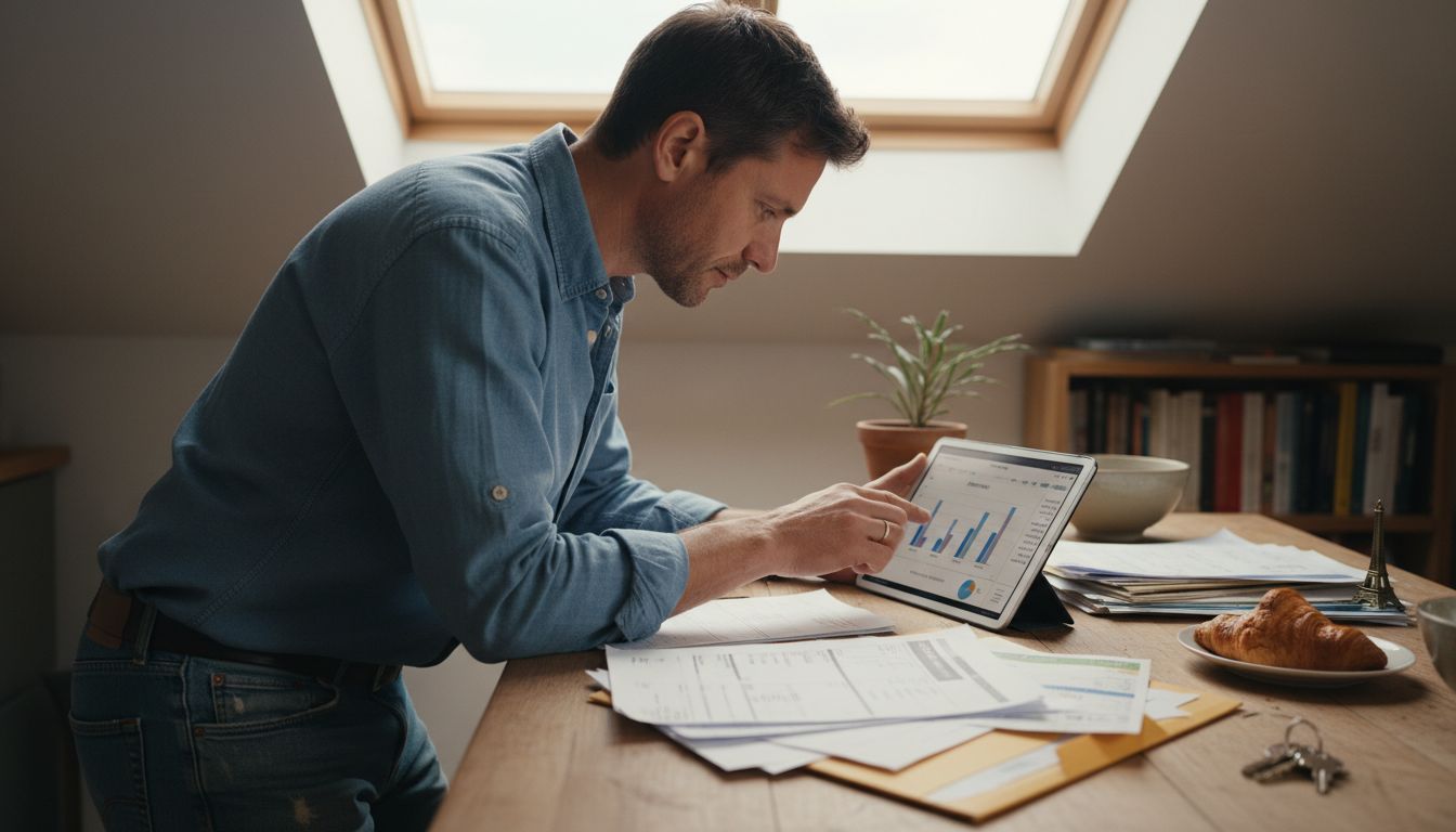 Le propriétaire consulte son tableau de bord financier en ligne.