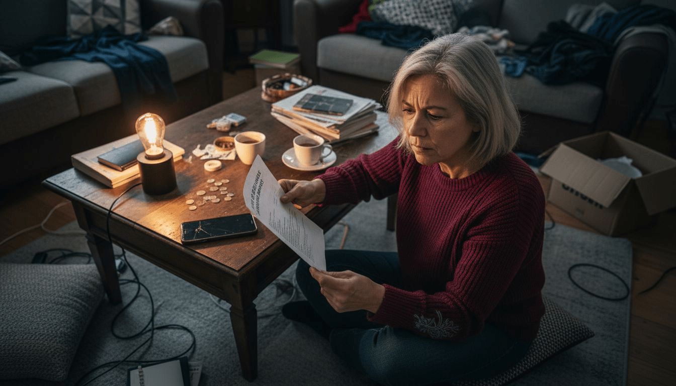 Un locataire découvre une lettre de rappel concernant un loyer impayé.