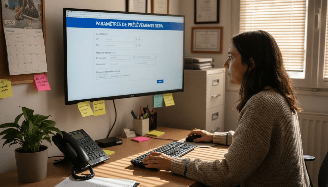 Un responsable paramètre le prélèvement automatique directement depuis son interface informatique.
