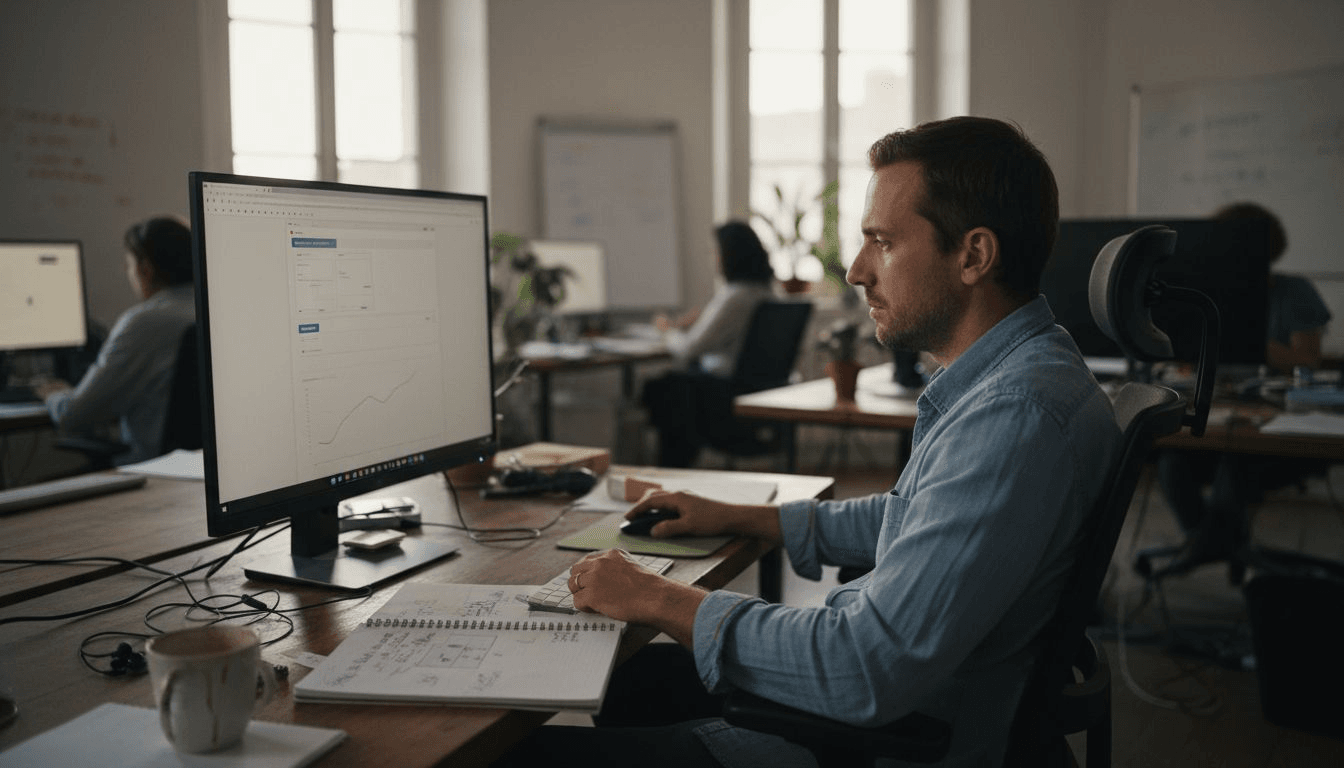 Un utilisateur découvre les fonctionnalités d’une plateforme SaaS dédiée à l’immobilier.