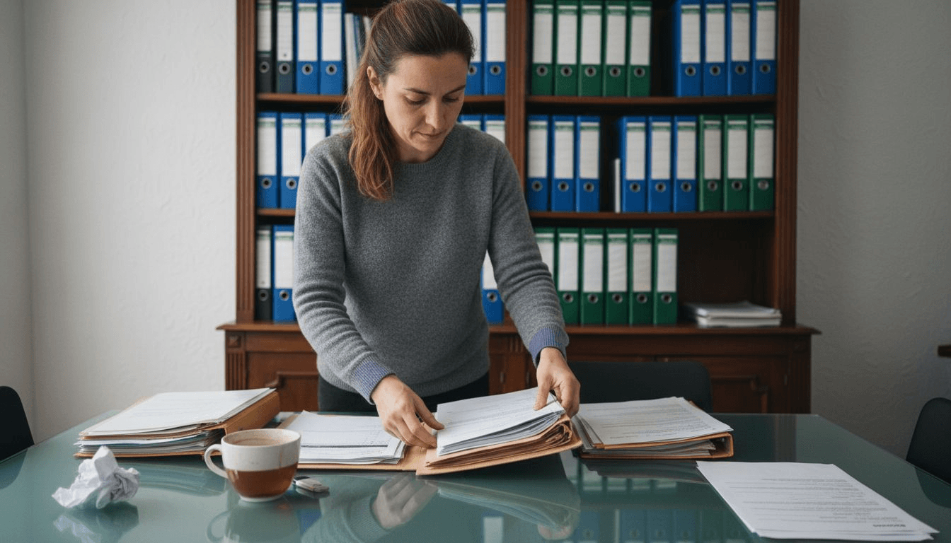 Une femme en train de rassembler les pièces nécessaires pour la signature d’un bail de location au sein d’une SCI.