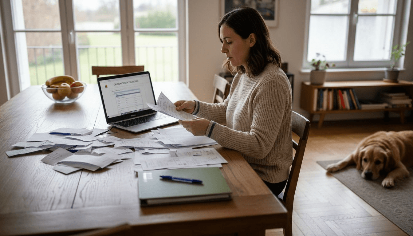 Un gestionnaire en train de trier des dossiers de location étalés sur la table
