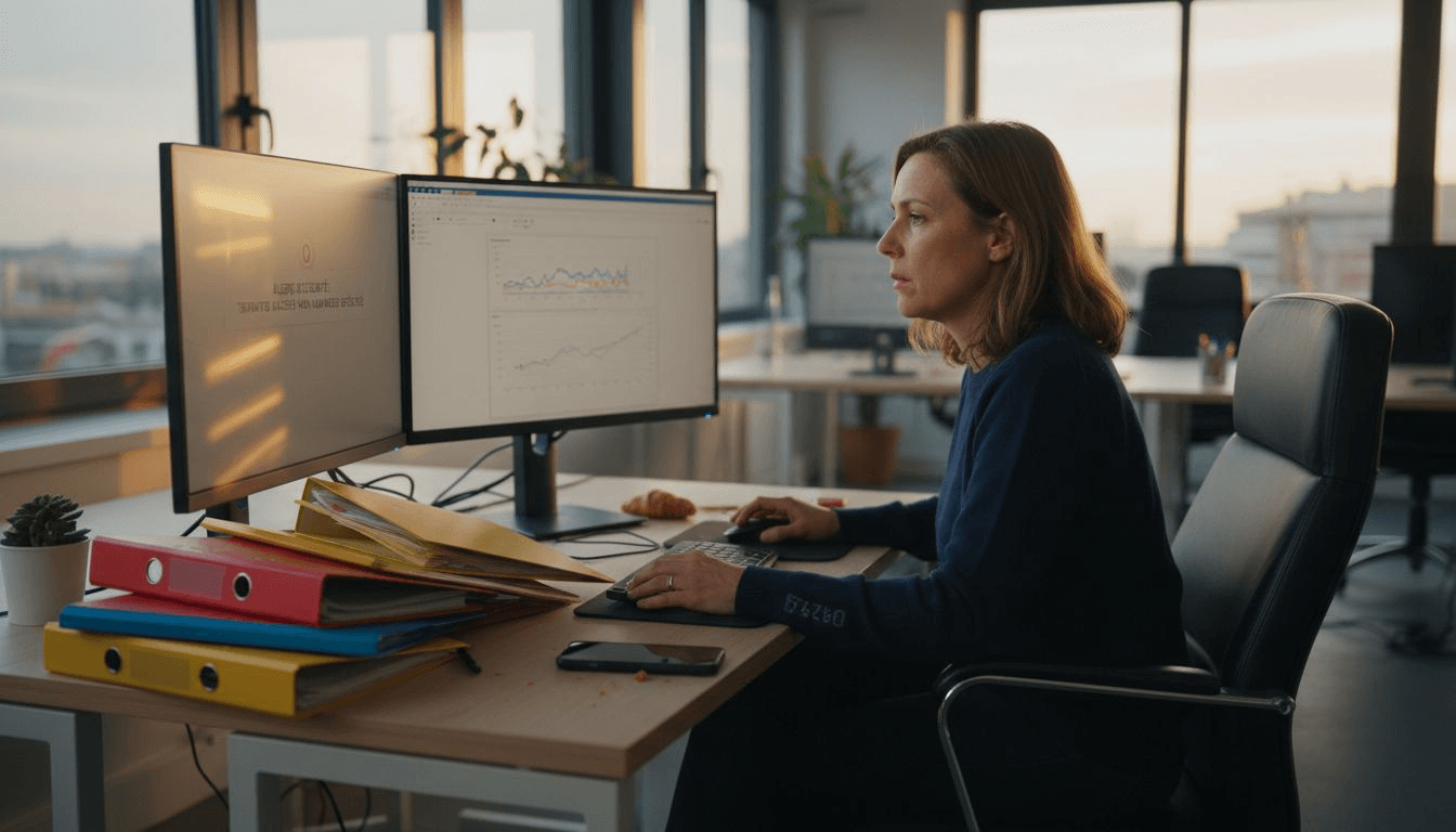 Une femme confrontée à une alerte de sécurité sur une application SaaS