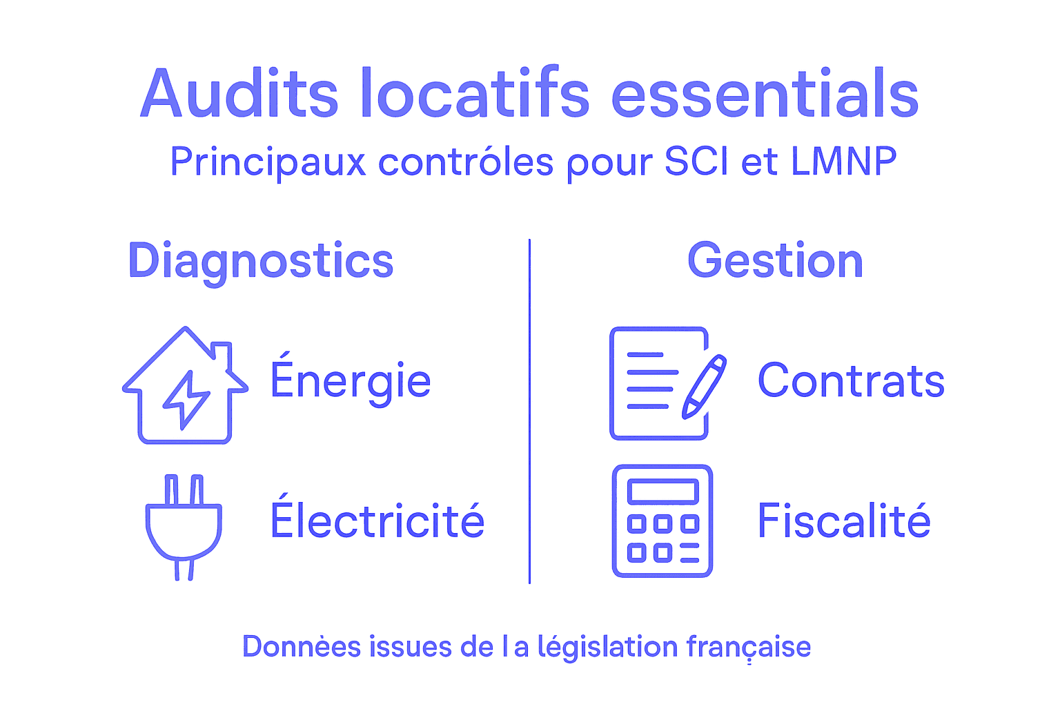 Visuel récapitulatif des contrôles et diagnostics obligatoires pour la location