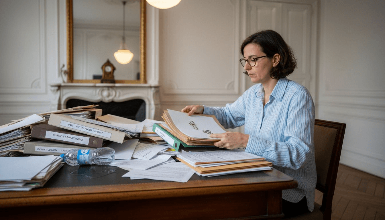 Un locataire en train d’organiser ses différents papiers liés à la location