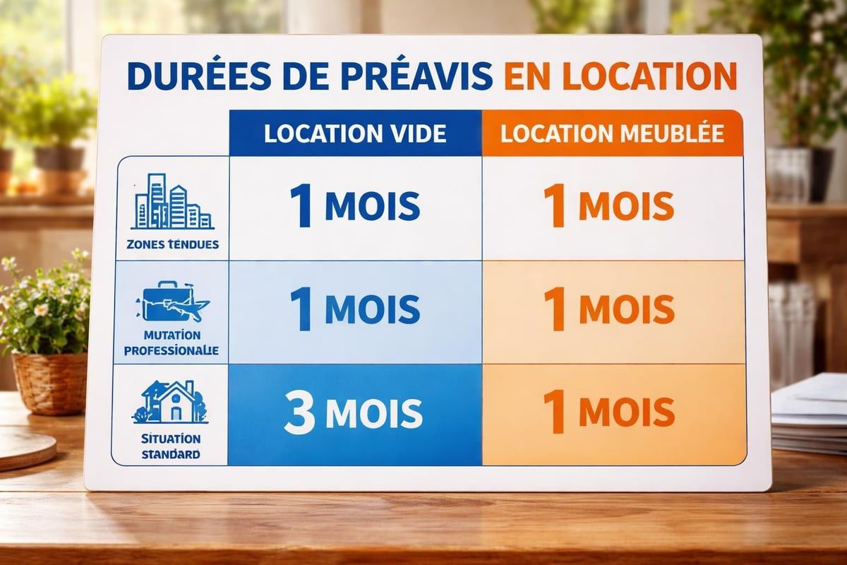 Comparaison préavis location vide et meublée
