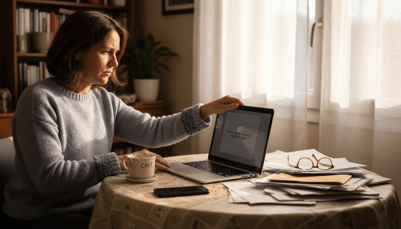 Agacé par des bugs informatiques, l'utilisateur referme son ordinateur portable avec exaspération.