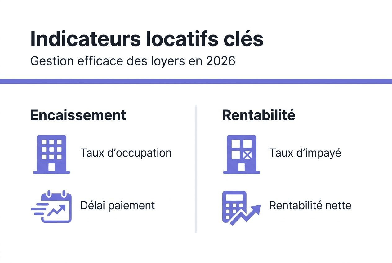 Visuel récapitulatif des principaux indicateurs de performance pour la gestion locative
