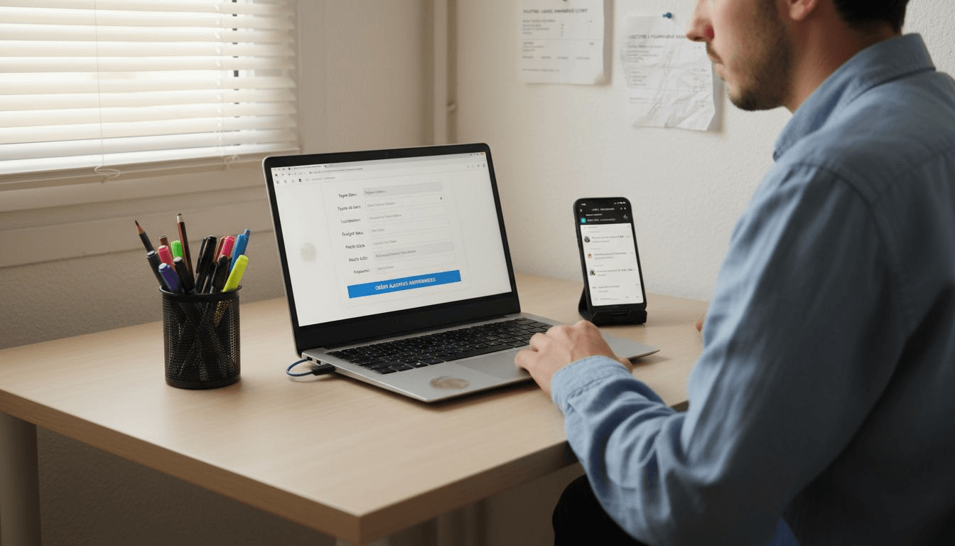Un gestionnaire configure les notifications liées à la gestion locative depuis son ordinateur.