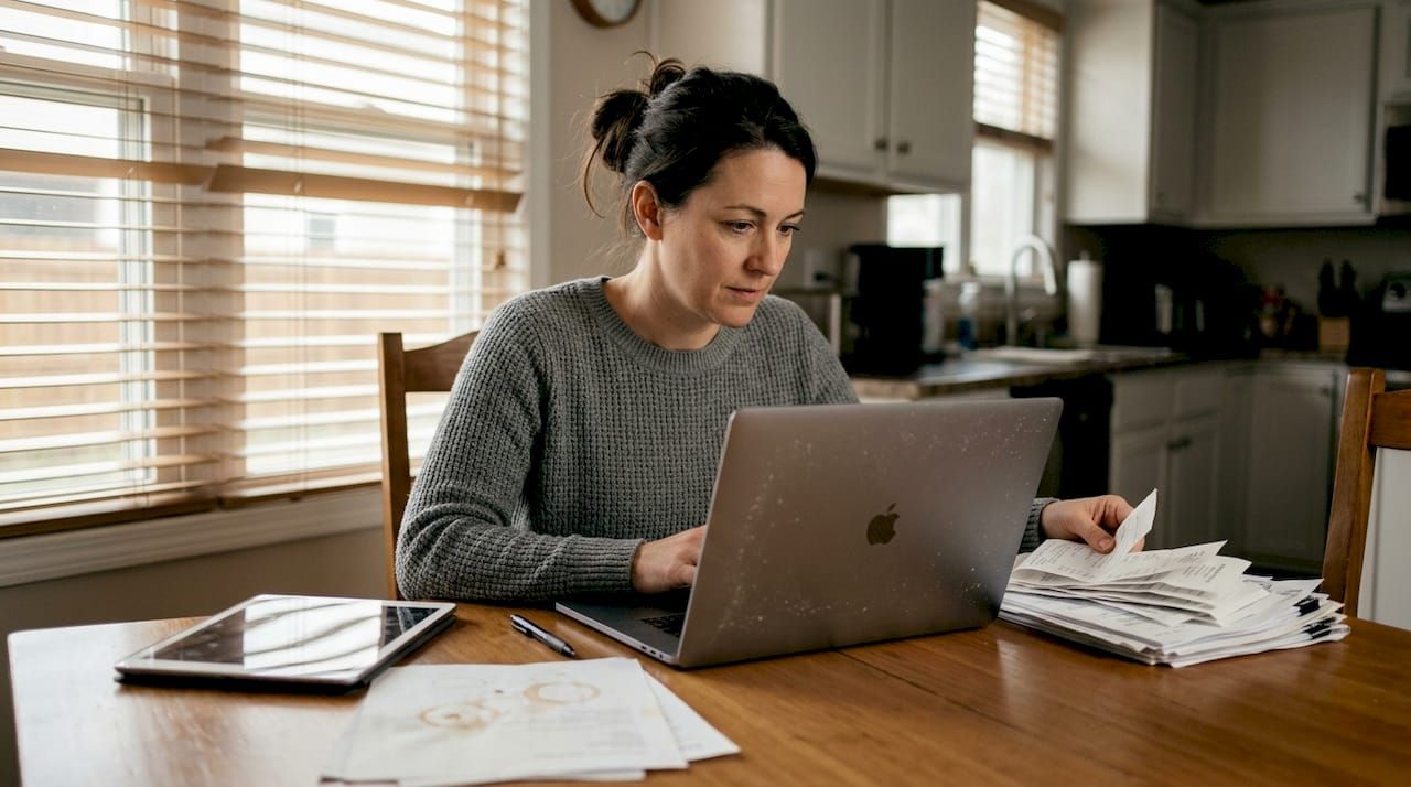 Une femme conserve et organise ses quittances de loyer au format numérique.