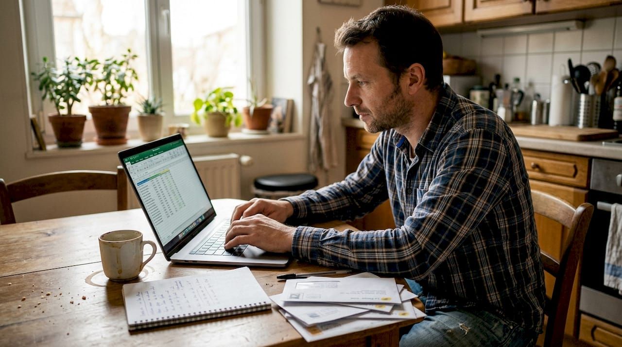 Un homme en train de saisir la comptabilité d’une SCI sur Excel