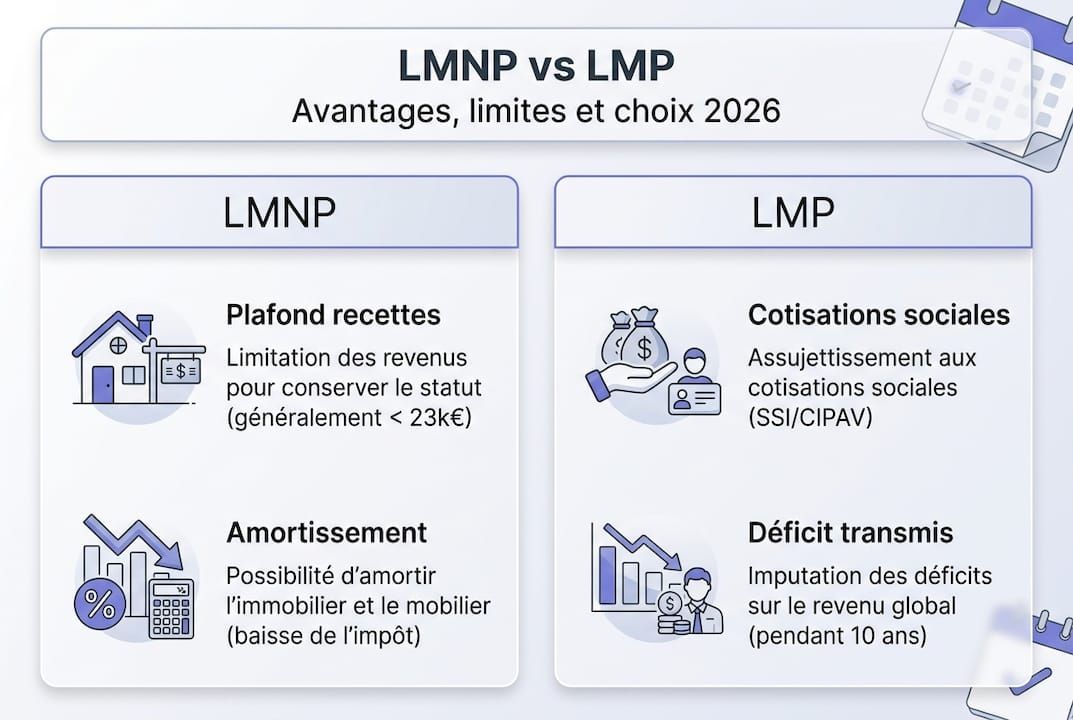Tableau comparatif entre le statut LMNP et LMP