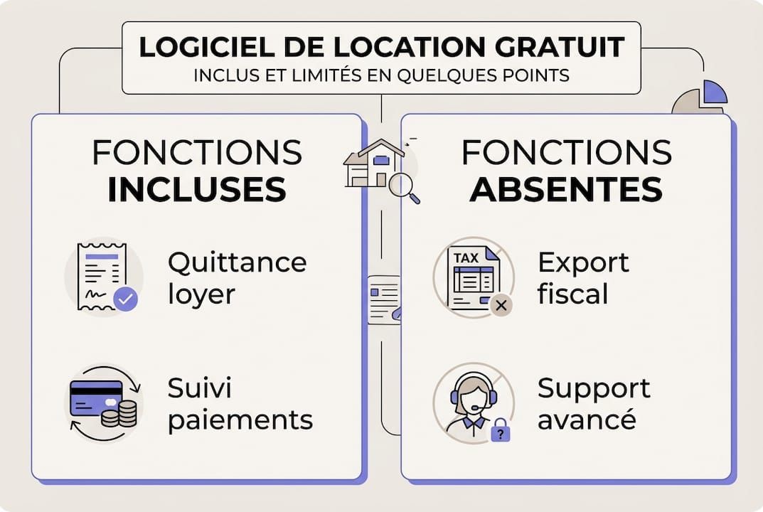 Aperçu graphique des fonctionnalités proposées et manquantes dans un logiciel gratuit