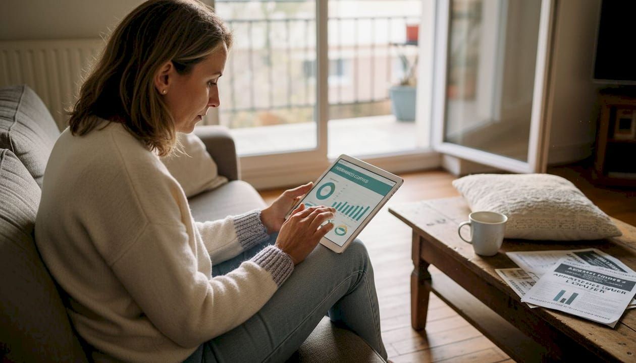 Le propriétaire examine le rendement locatif dans le salon.