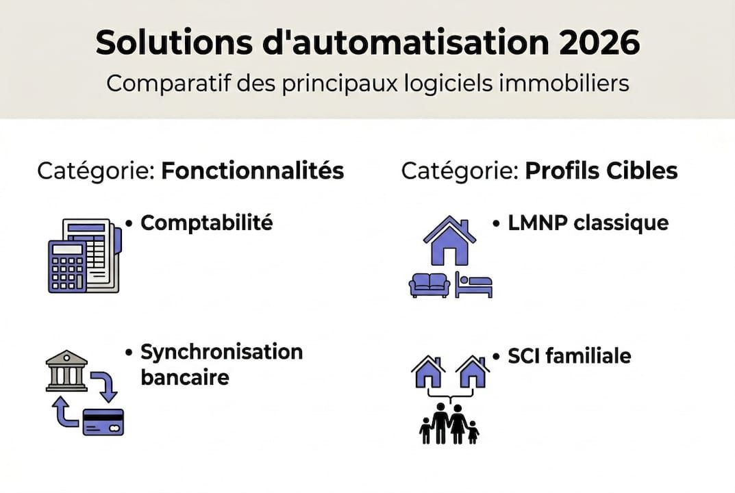 Tableau comparatif des principales solutions d’automatisation comptable dédiées à l’immobilier