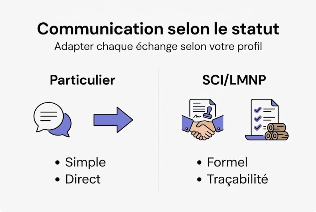 Visuel comparatif sur les modes de communication selon le statut du bailleur