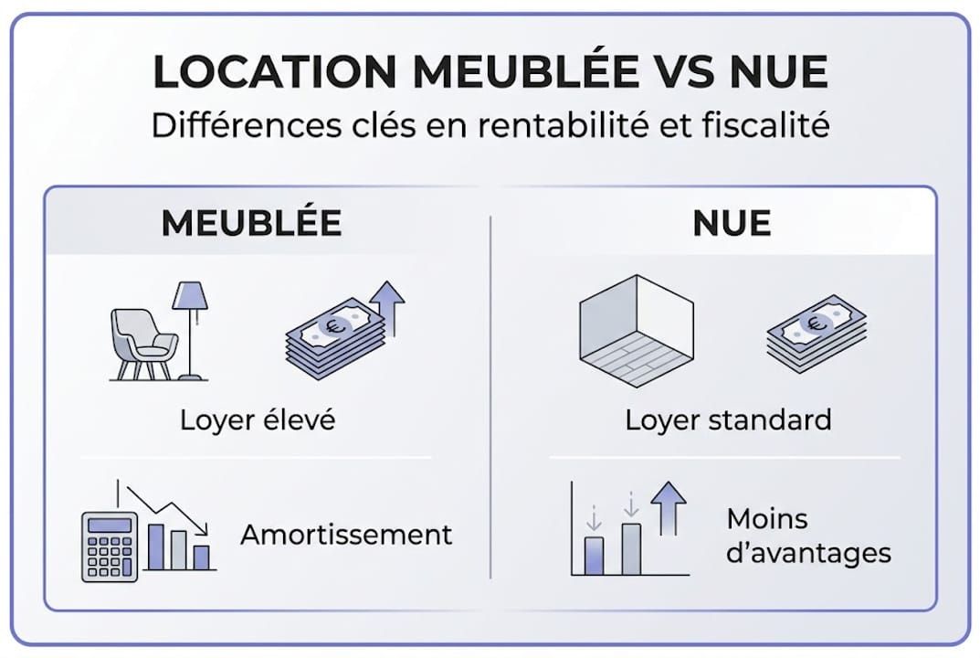 Infographie : comparatif entre location meublée et location vide
