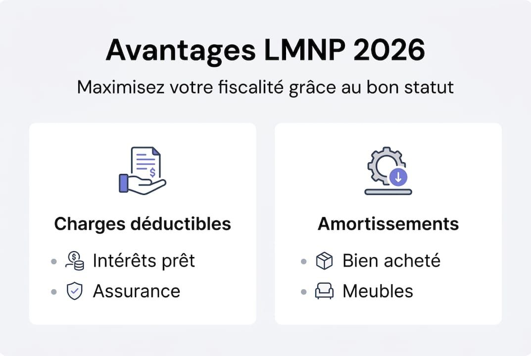 Découvrez en un coup d’œil les atouts fiscaux du statut LMNP en 2026 grâce à notre infographie dédiée.