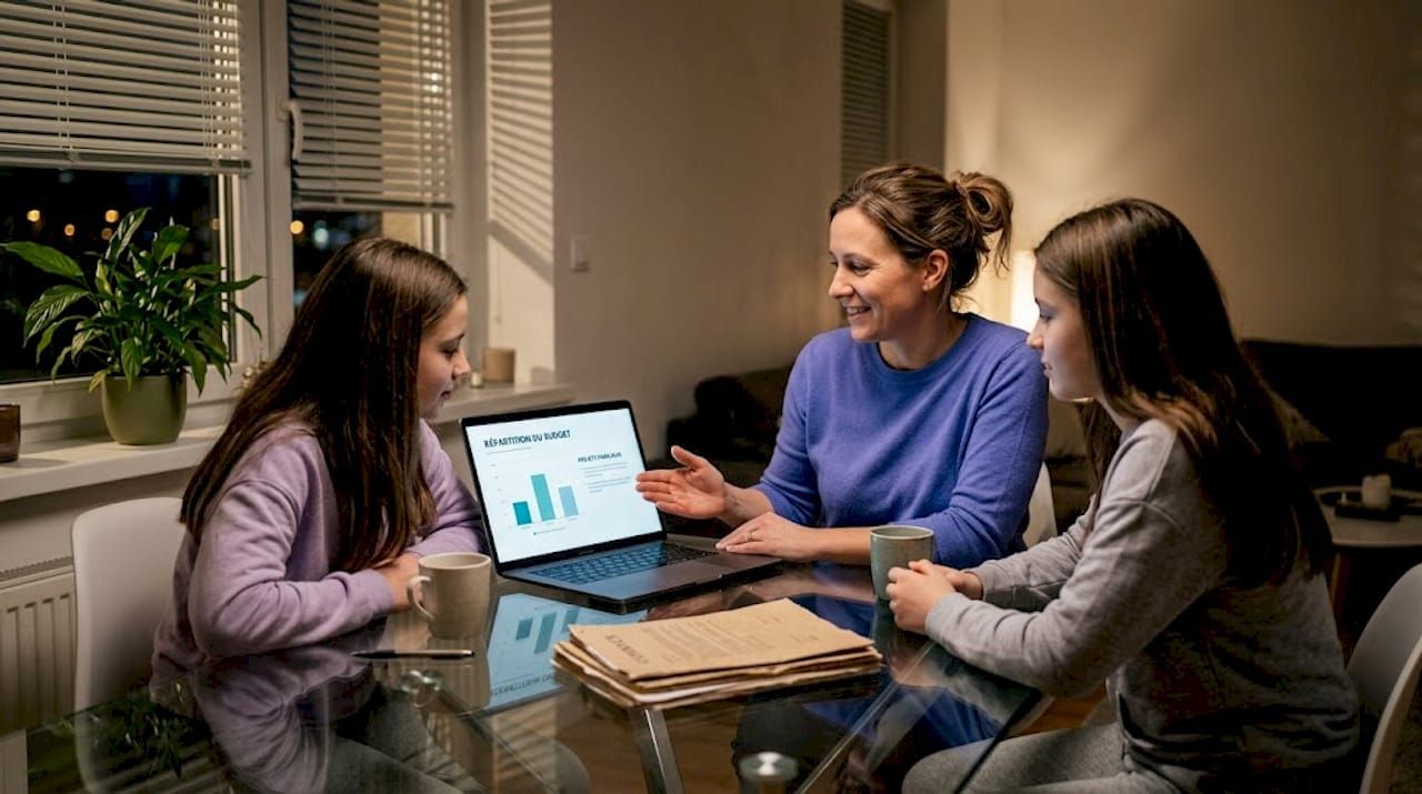 Une famille se réunit autour de la table pour échanger sur leur projet de création d'une SCI.