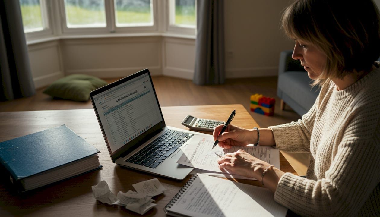 Une femme étudie les différentes options de fiscalité pour la location meublée non professionnelle (LMNP) depuis chez elle.