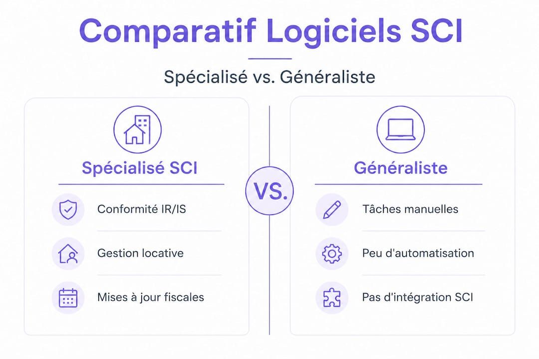 Tableau comparatif des solutions logicielles dédiées à la gestion des SCI : approche spécialisée vs généraliste