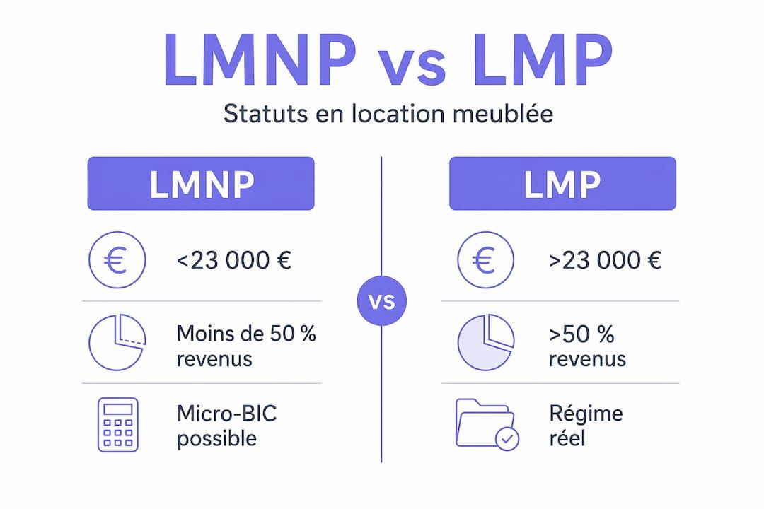 Infographie : les différences clés entre le statut de loueur en meublé non professionnel (LMNP) et professionnel (LMP)