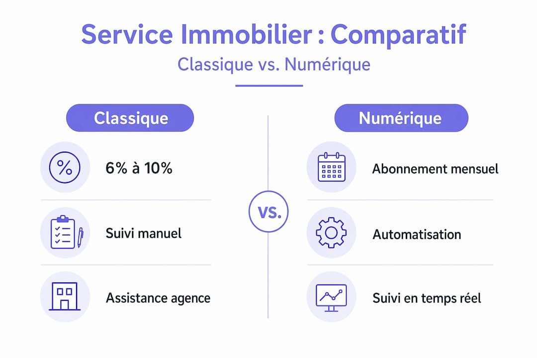 Infographie : comparatif entre agences immobilières classiques et plateformes digitales