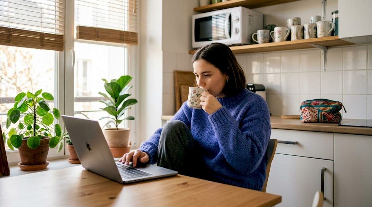 Un étudiant profite de la cuisine équipée de son appartement meublé.