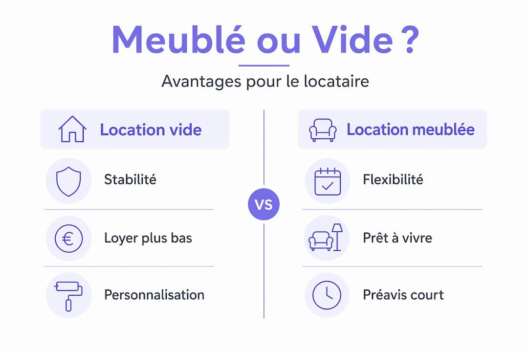 Infographie : les points forts de la location meublée face à la location vide
