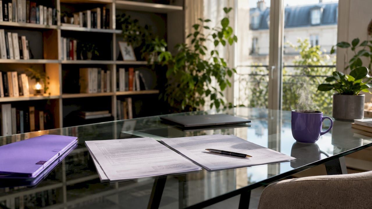 Quittances de loyer posées sur le bureau