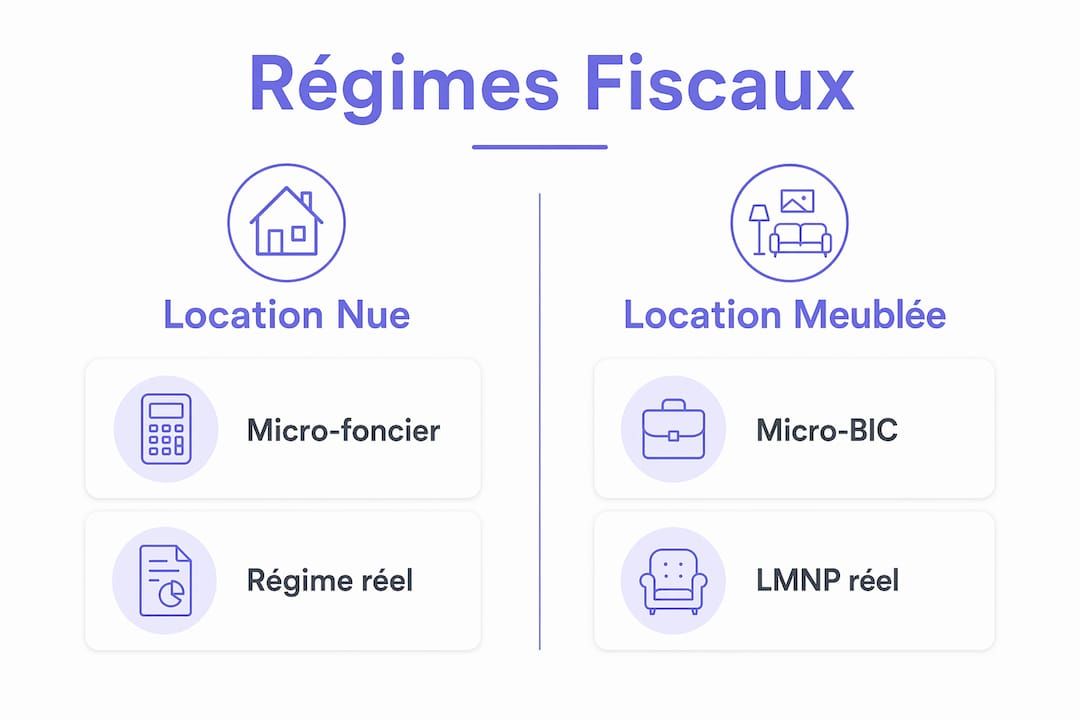 Tableau comparatif des différents régimes fiscaux applicables aux revenus issus de la location immobilière