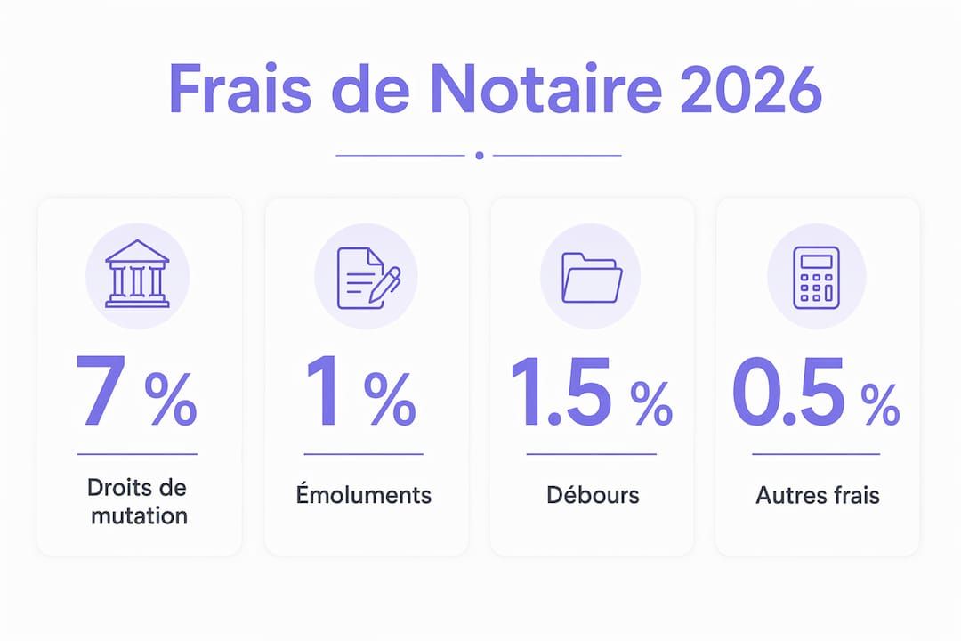 Visualisation des différents postes de frais de notaire pour l’acquisition d’un local commercial