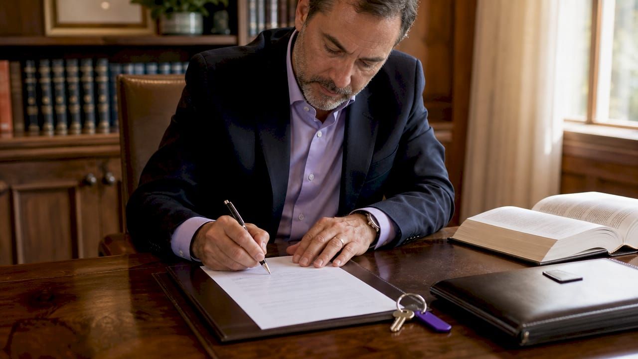 Signature d’un contrat de location dans une agence immobilière