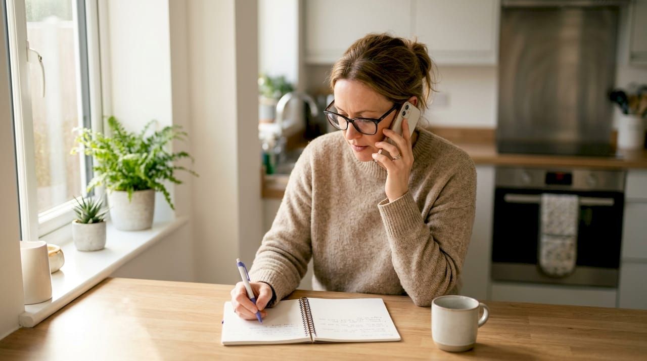 Une femme contacte son locataire par téléphone pour relancer le paiement du loyer en retard.
