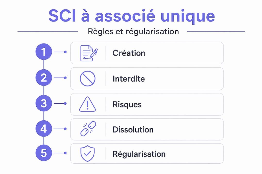 Découvrez, à travers une infographie claire et détaillée, les différentes étapes et les principales règles à connaître pour créer une SCI à associé unique.