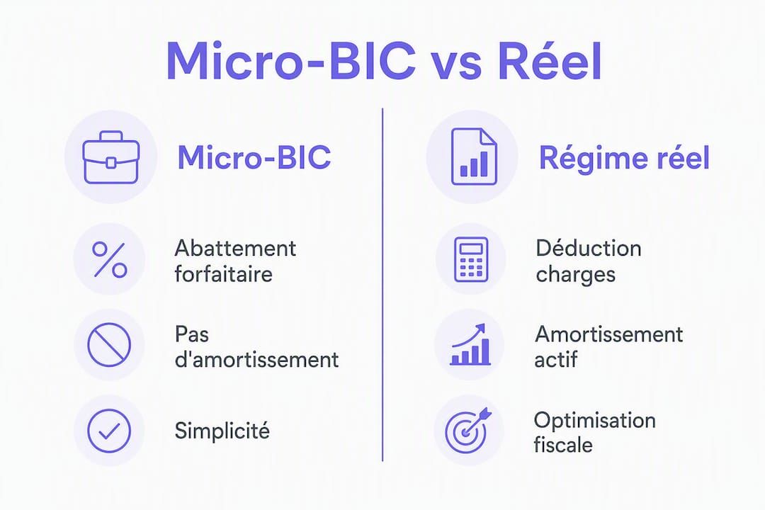 Infographie : les différences clés entre le régime micro-BIC et le régime réel