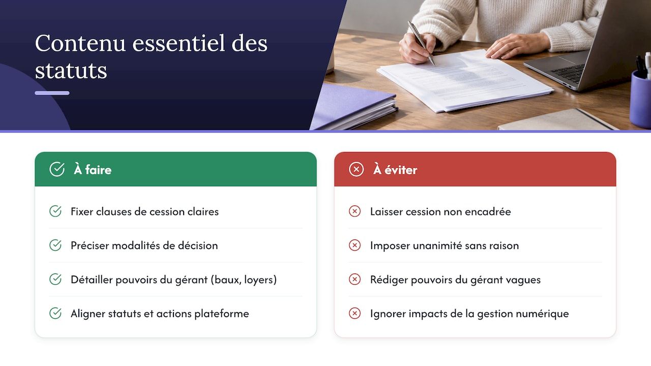 Rédaction des statuts de la SCI — overview diagram