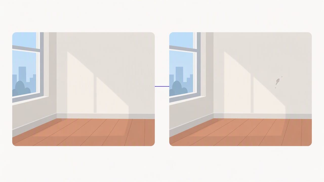 Comparaison de deux photos d’une pièce pour l’état des lieux